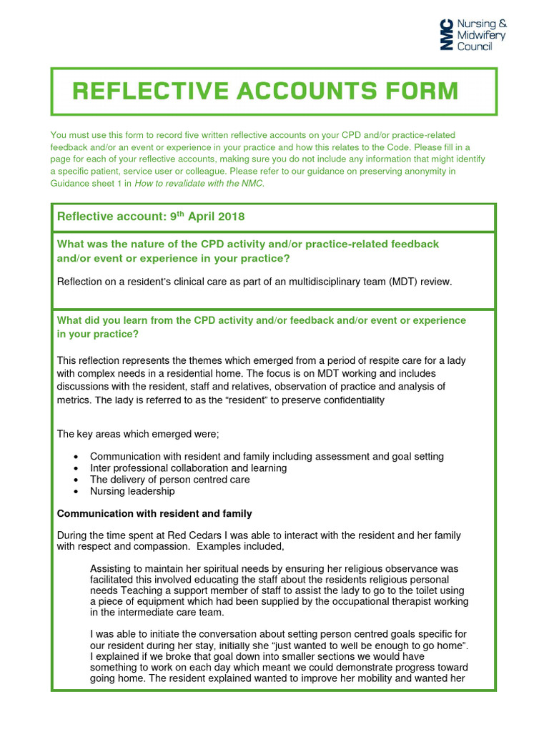 Reflective Accounts for Nursing Revalidation | PDF | Loneliness ...