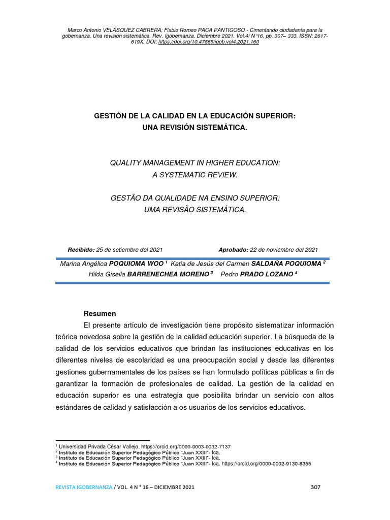 Gestión de Calidad en Educación Superior | PDF | Educación más alta ...