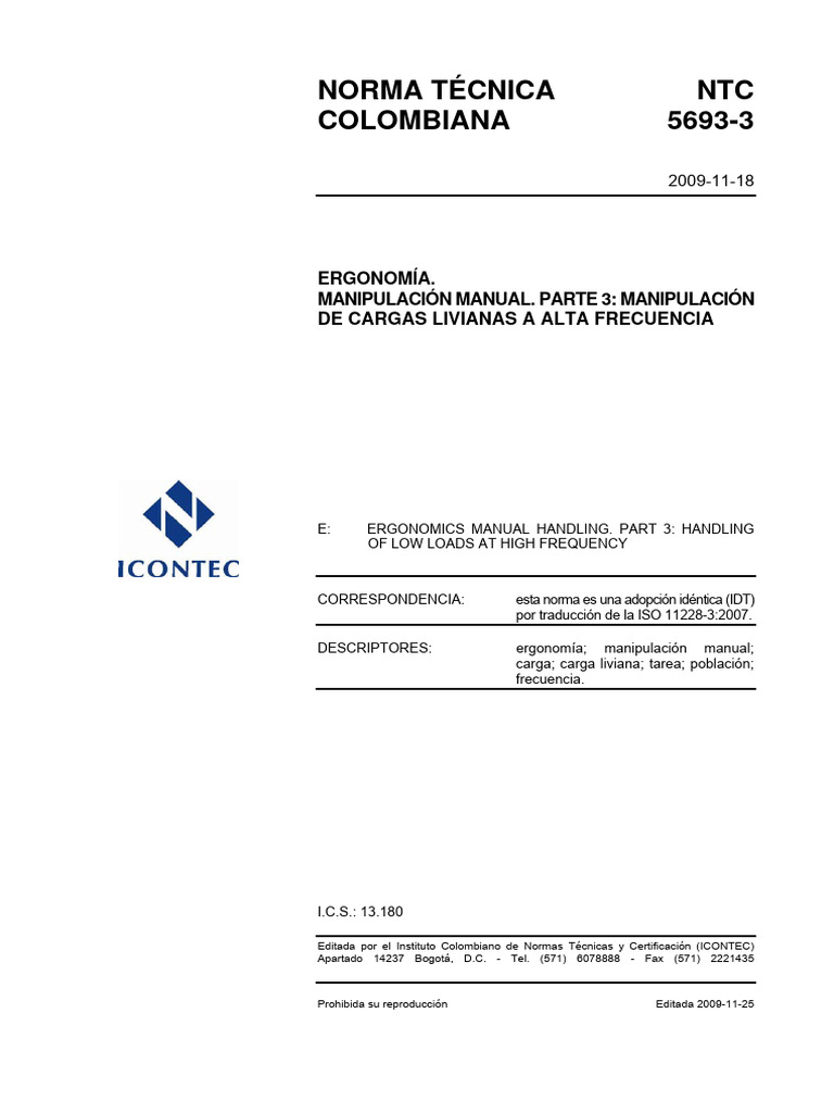 Ntc5693-3-Manipulacion Manual 3 | PDF | Evaluación | Riesgo