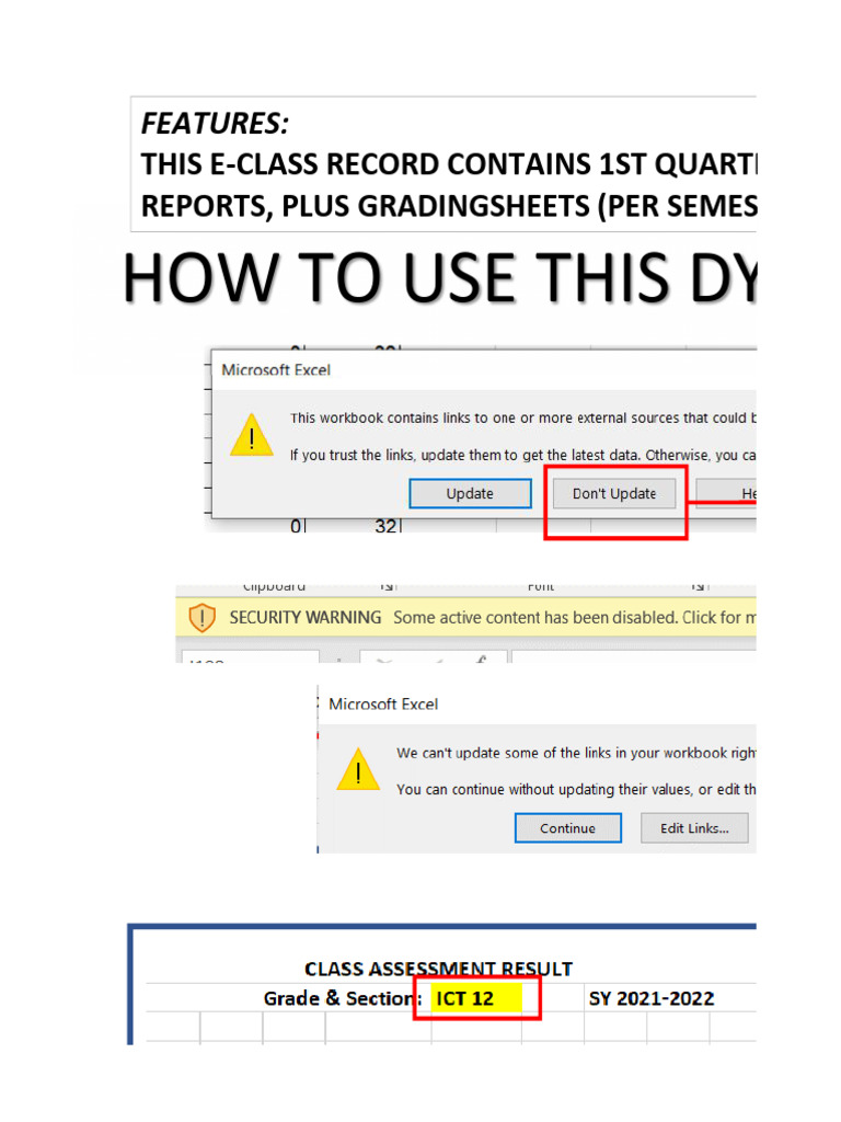 Dynamic E-Class Record Guide | PDF | Microsoft Excel | Computer Science