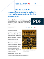 Estudante Do Instituto Carlos Gomes Ganha Prêmio Com A Orquestra Acadêmica Mozarteum - Agência Pará