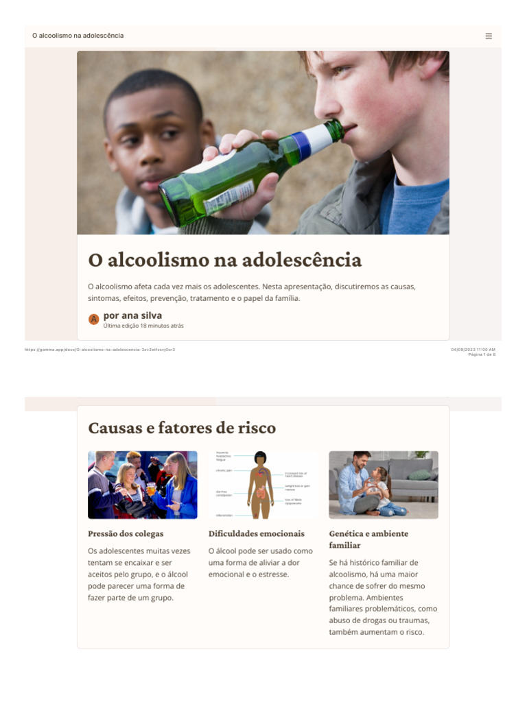 Alcoolismo na Adolescência: Causas e Efeitos | PDF | Alcoolismo ...