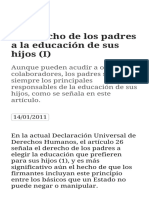 El Derecho de Los Padres A La Educacion de Sus Hijos I