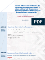 20-Seccion - UPeU - EDO - Ecuaciones Diferenciales de Orden Superior. Reducción de Orden. Ecuaciones Lineales Homogéneas Con Coeficientes Constantes.