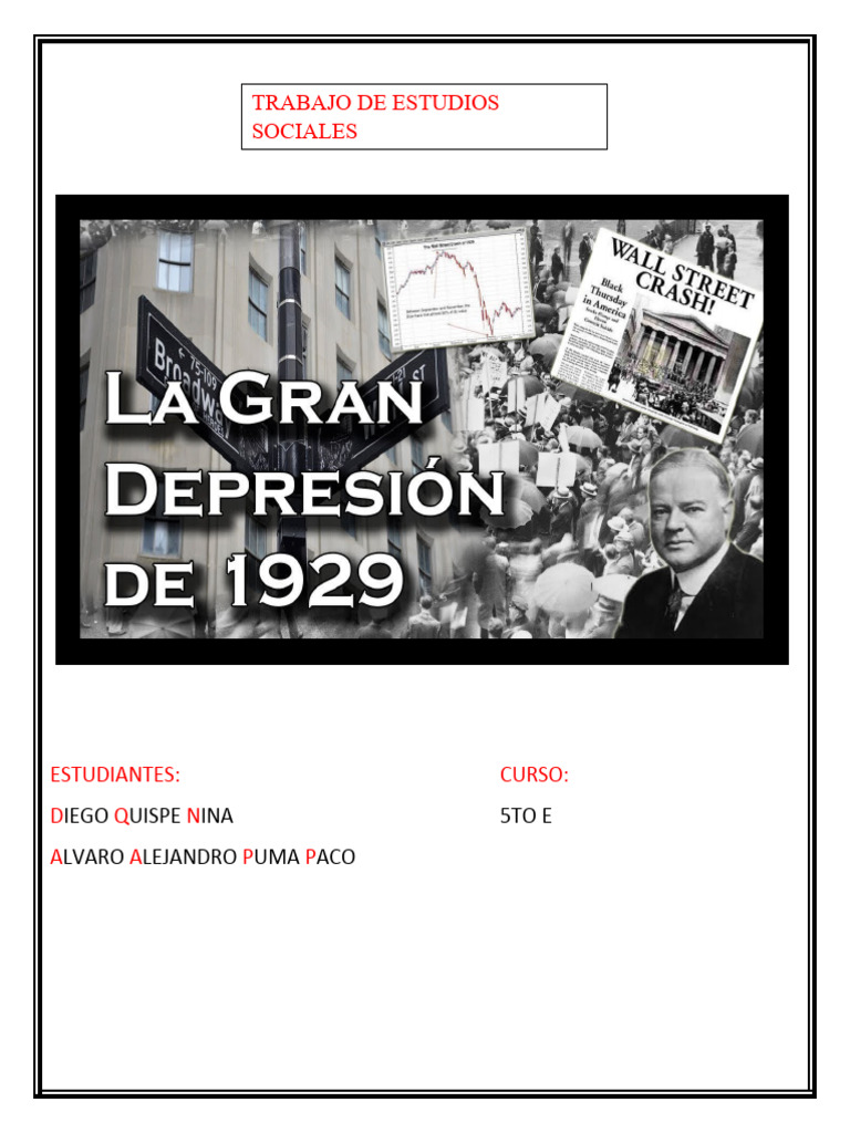 La Gran Deprecion De 1929 Pdf Economía Política Economias