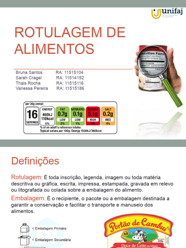 Guia Completo sobre Rotulagem de Alimentos | PDF | Alimentos ...