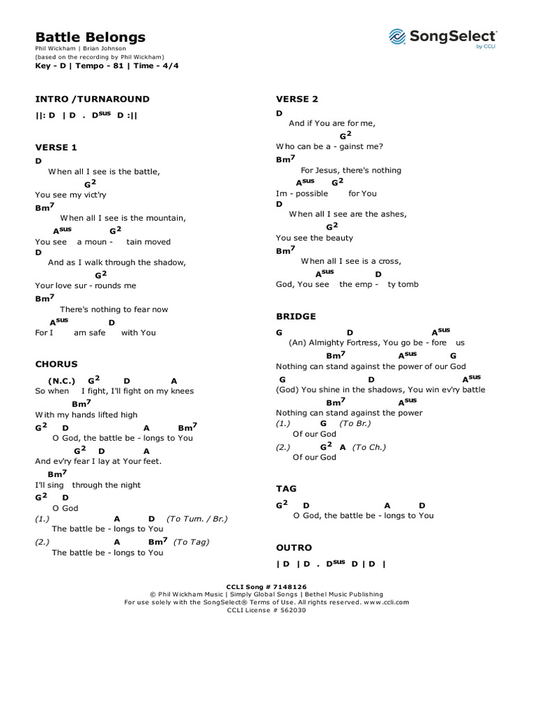 Battle BelongschordsD PDF Song Structure Musical Forms