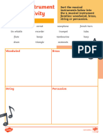 Music Instrument Families Sorting Worksheet