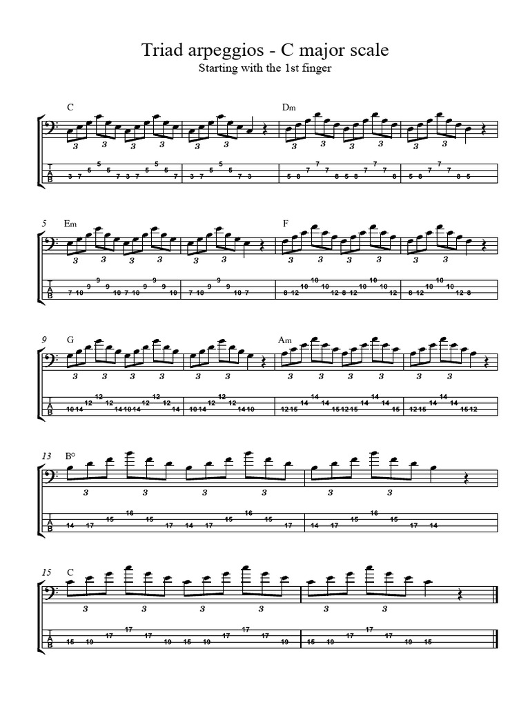 C Major Triad Arpeggios For Bass | PDF