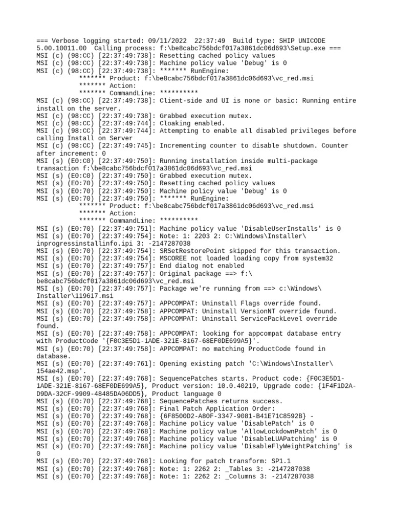 VC Red MSI Installation Log | PDF | Windows Registry | Utility Software