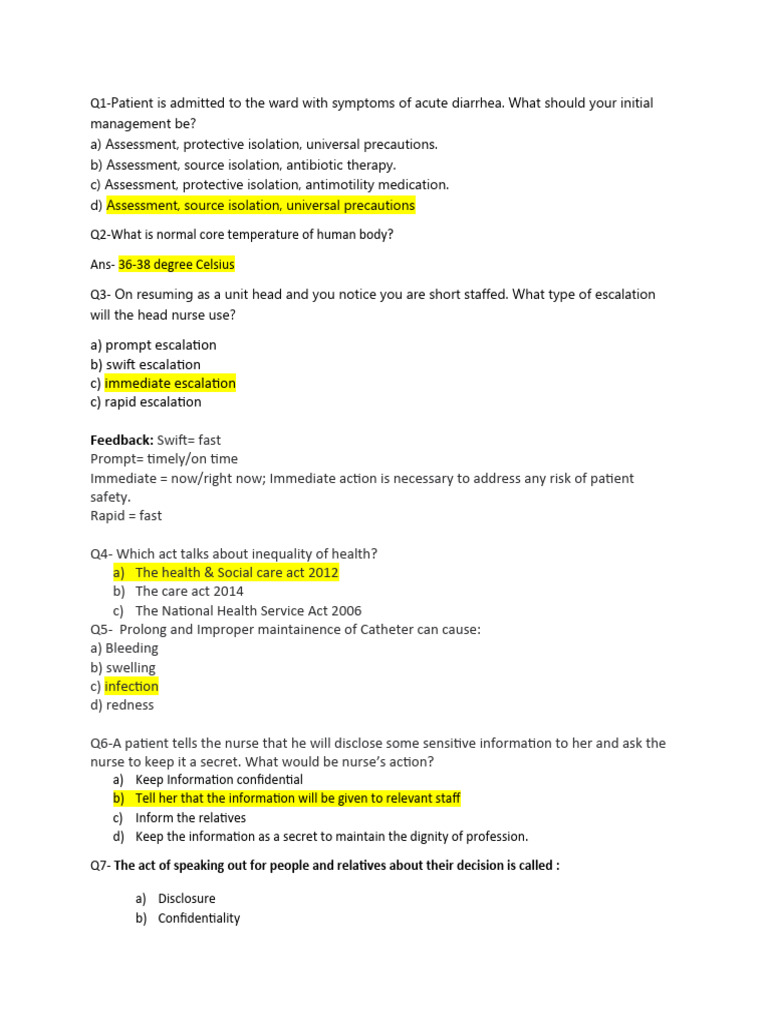 NMC CBT Exam Questions and Answers Guide | PDF | Nursing | Clinical ...