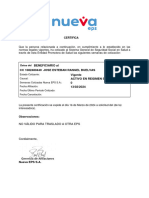 Beneficiario Al CC 1082480440 Jose Esteban Rangel Buelvas Vigente Activo en Regimen Subsidiado en 0 13/02/2024