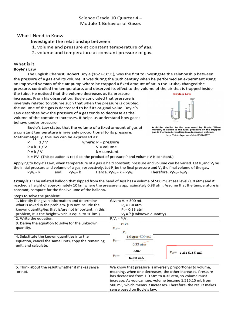 Boyle's Law | PDF | Gases | Temperature