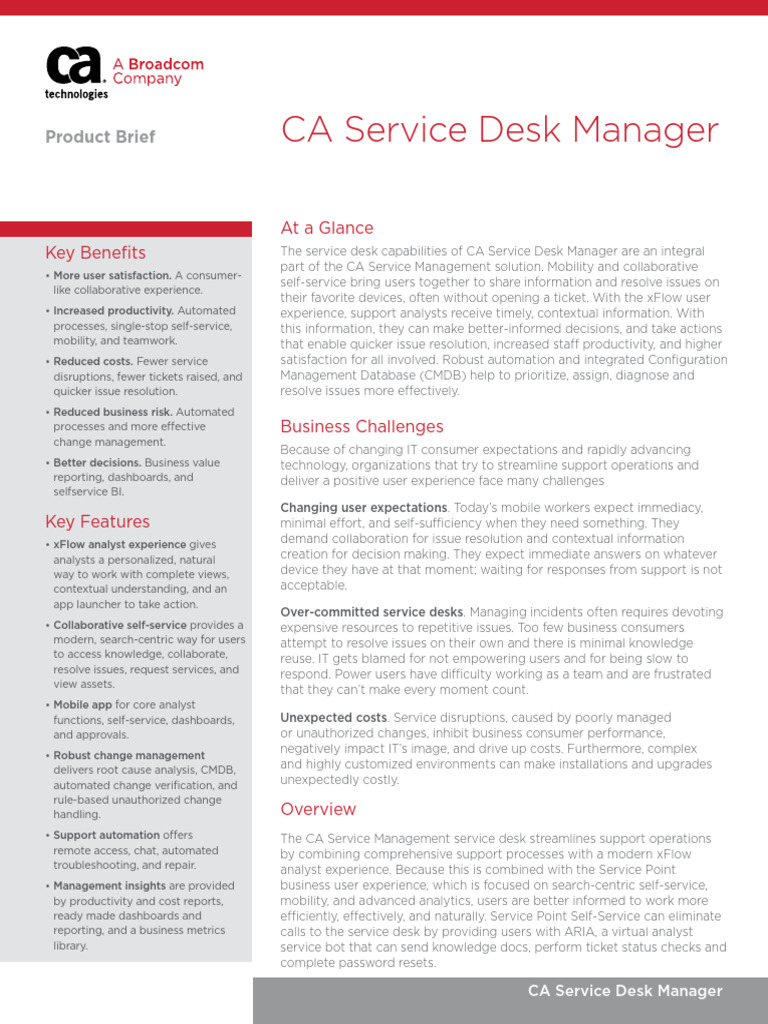 CA Service Desk Manager | PDF | Automation | It Service Management