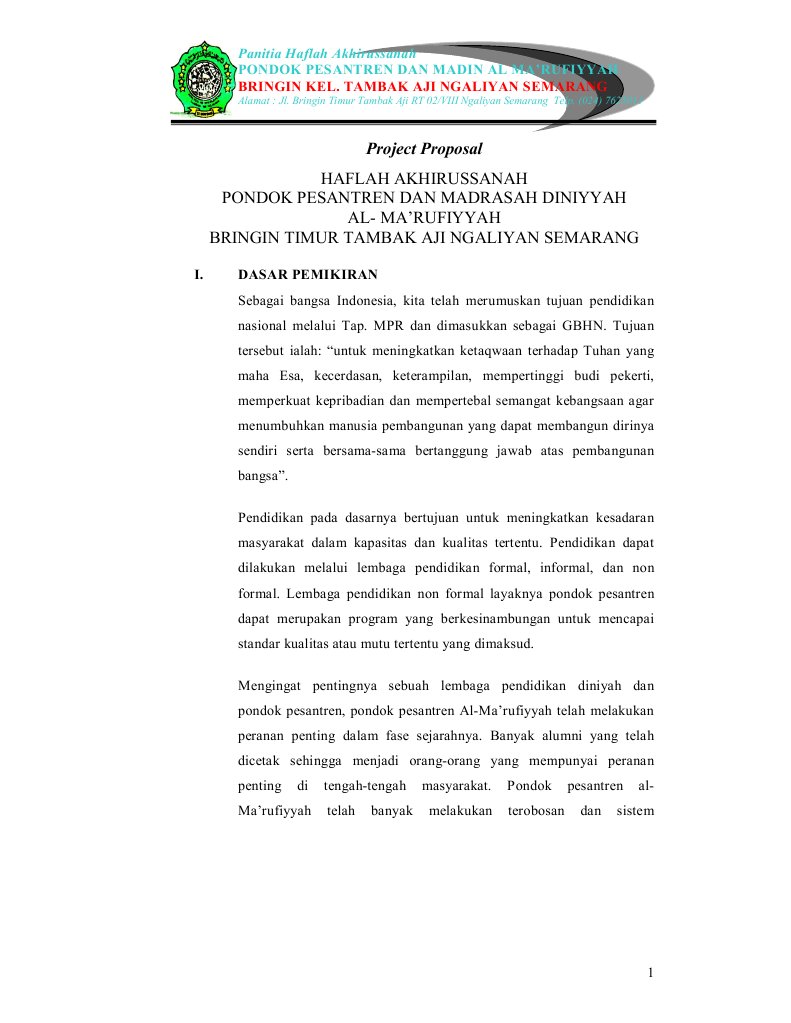 Contoh Proposal Non Formal Bahasa Indonesia Berbagi Contoh Proposal