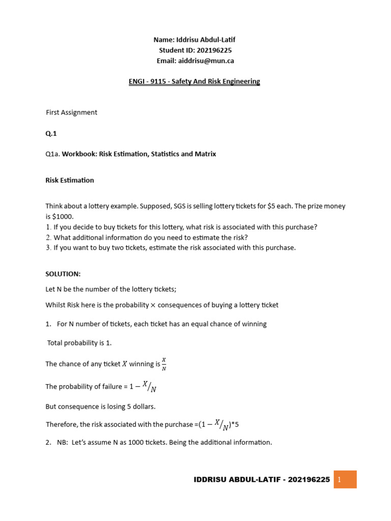 Risk Analysis in Safety Engineering | PDF | Occupational Safety And ...
