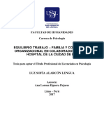 Aaaaaequilibrio Trabajo - Familia y Compromiso - Organizacional en Colaboradores de Un - Hospital de La Ciudad de Ica