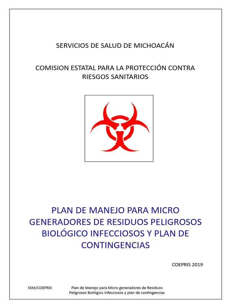Plan de Manejo para Microgeneradores RPBI | PDF | Residuos | Microorganismo