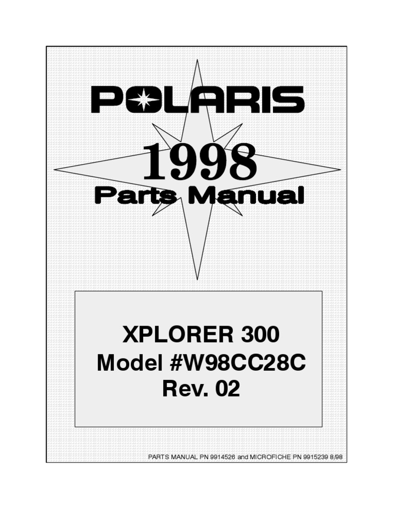 1998 Polaris Xplorer 300 Parts Manual | PDF | Screw | Piston