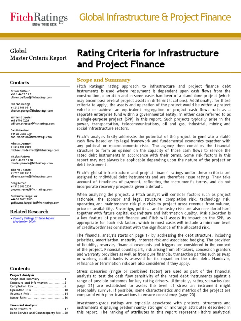 Fitch Rating Criteria Project Finance Project Finance Debt