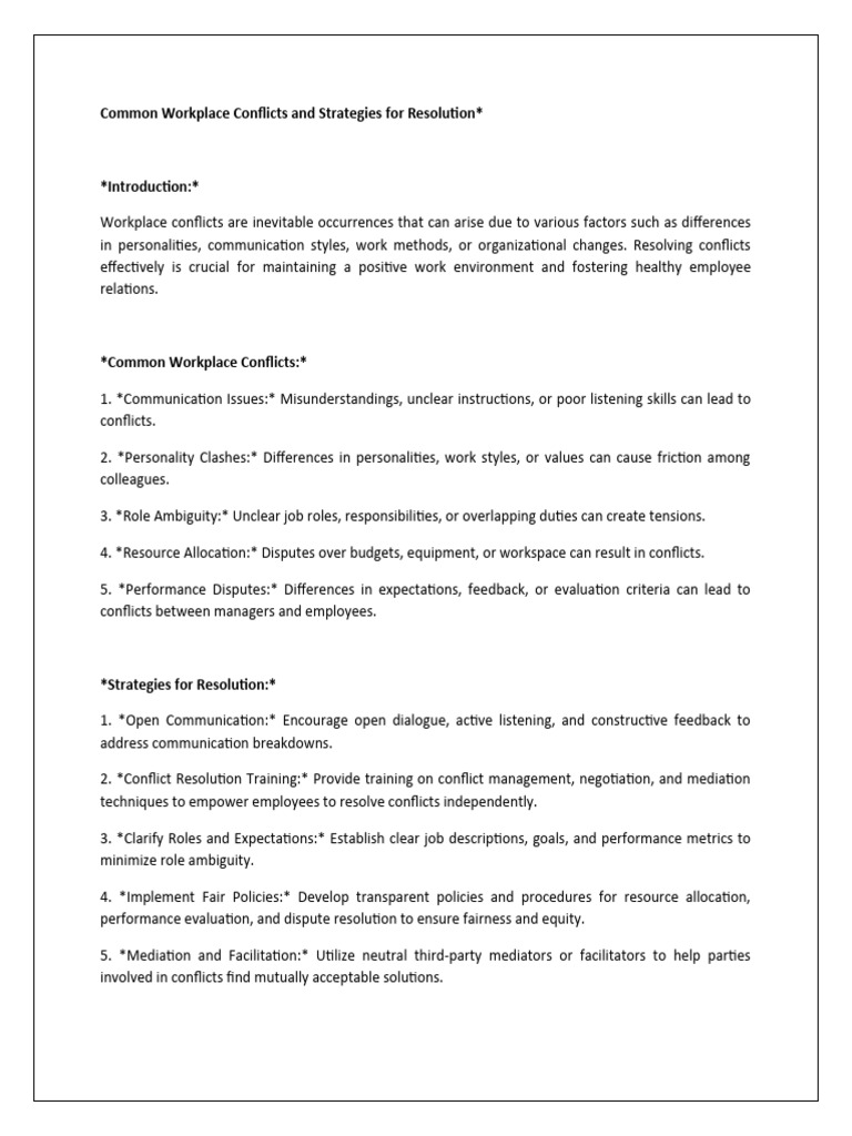 Workplace Conflict Resolution Guide | PDF | Mediation | Conflict Resolution