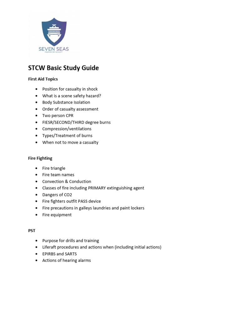 STCW Basic Safety Training Guide | PDF | Science & Mathematics