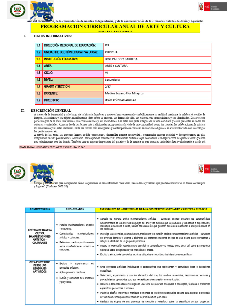 Plan Anual de Arte y Cultura 2024 | PDF | Adultos | Residuos