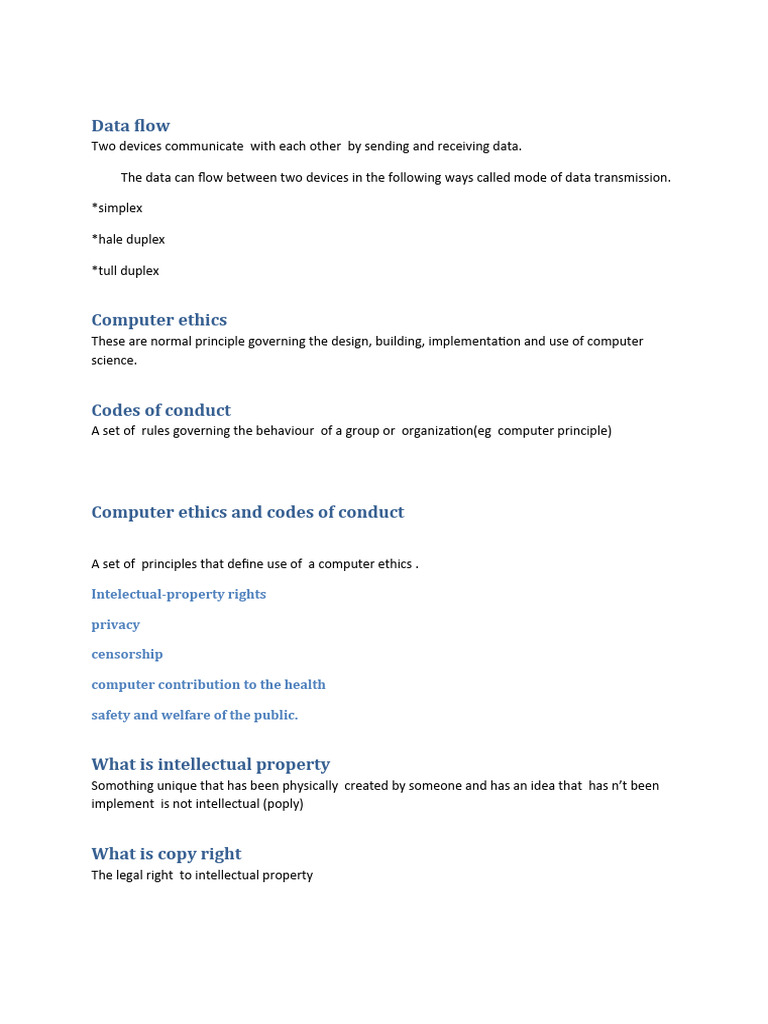 Data Transmission and Computer Ethics Guide | PDF