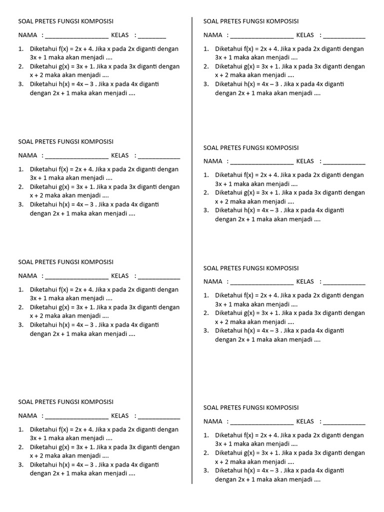 Soal Pretes Fungsi Komposisi | PDF
