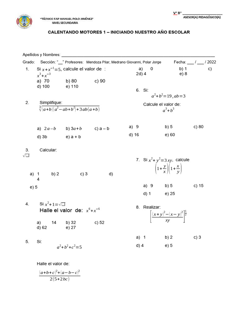 Ejercicios de Matemáticas para Estudiantes | PDF | Métodos y materiales ...