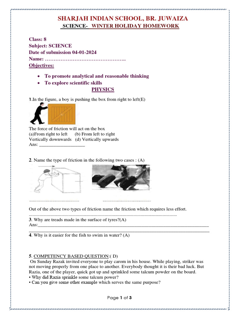 Class 8 Science Winter Homework | PDF | Nature | Earth Sciences