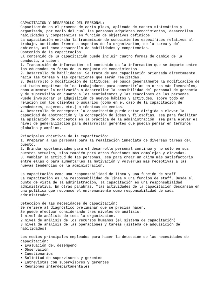 Capacitación y Desarrollo del Personal | PDF | Gestión de recursos humanos