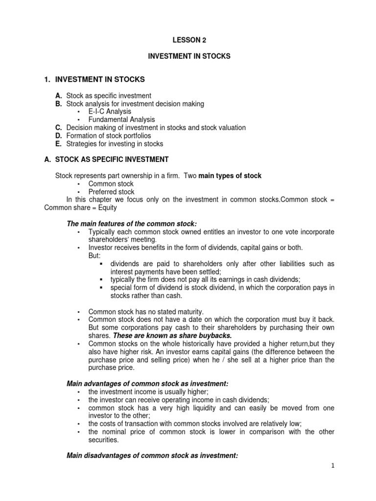 Stock Investment Strategies and Analysis | PDF | Stocks | Investing