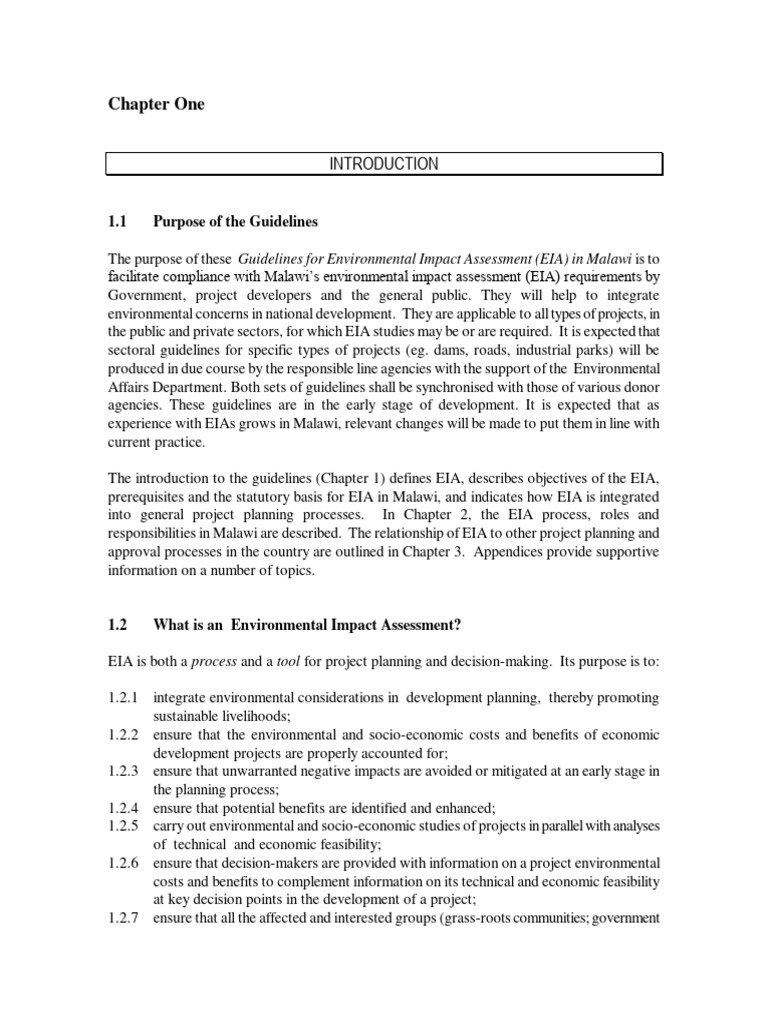 Malawi EIA Guidelines Overview | PDF | Environmental Impact Assessment ...