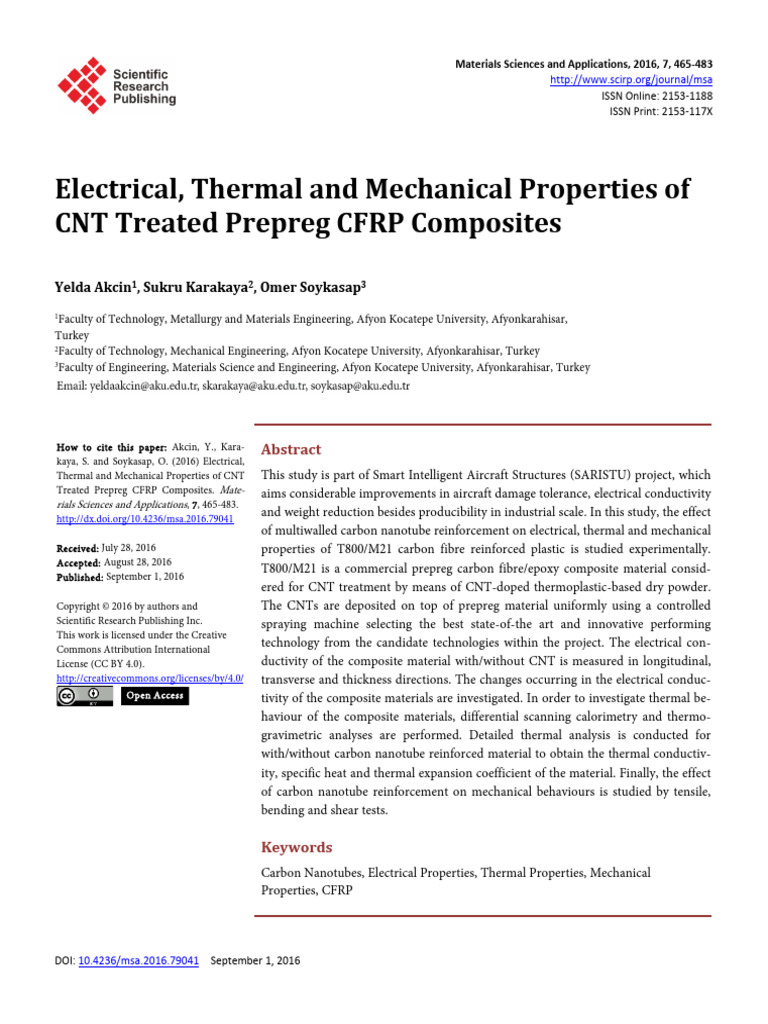 Electrical Thermal and Mechanical Properties of CN | PDF | Composite ...