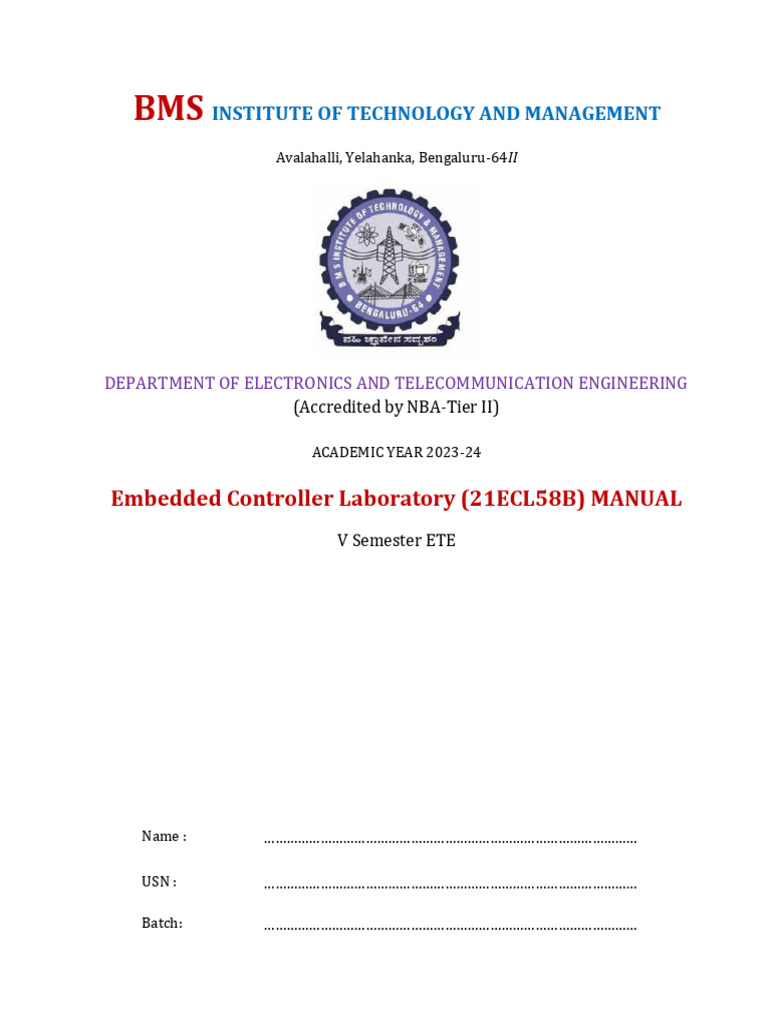 Embedded Controller Lab Manual 2023-24 | PDF | Microcontroller ...
