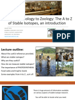 From Anthropology to Zoology The A to Z of stable isotopes