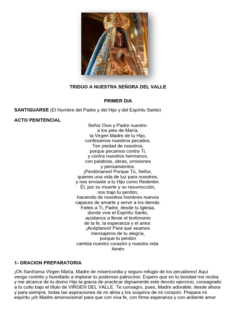 Oración a la Virgen del Valle de Catamarca | PDF | María, madre de ...