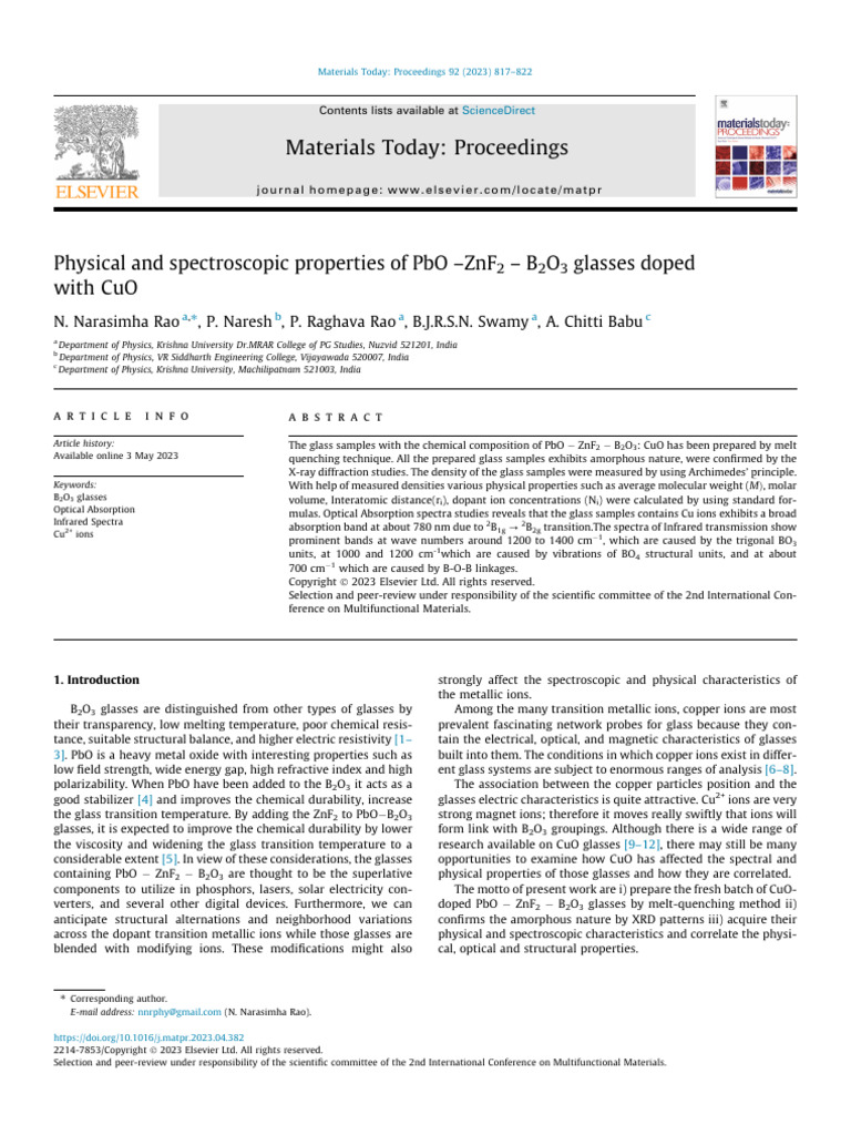 Structural and Thermal Properties Study | PDF | Glasses | Absorption ...