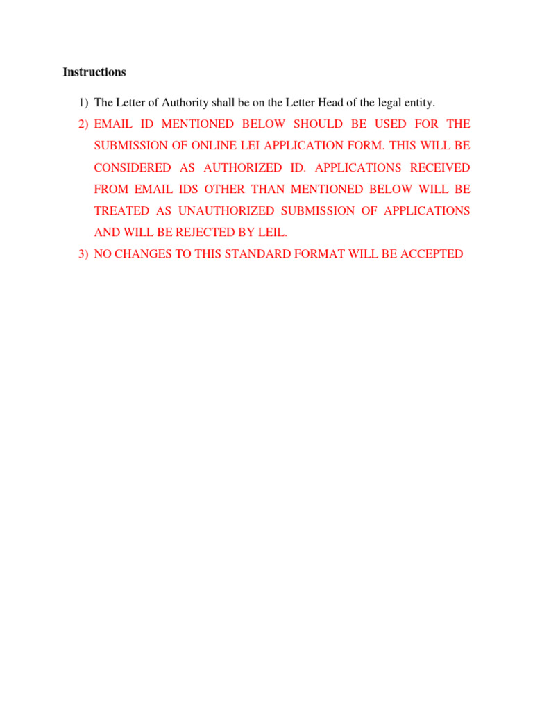 LEI Letter of Authority Format | PDF