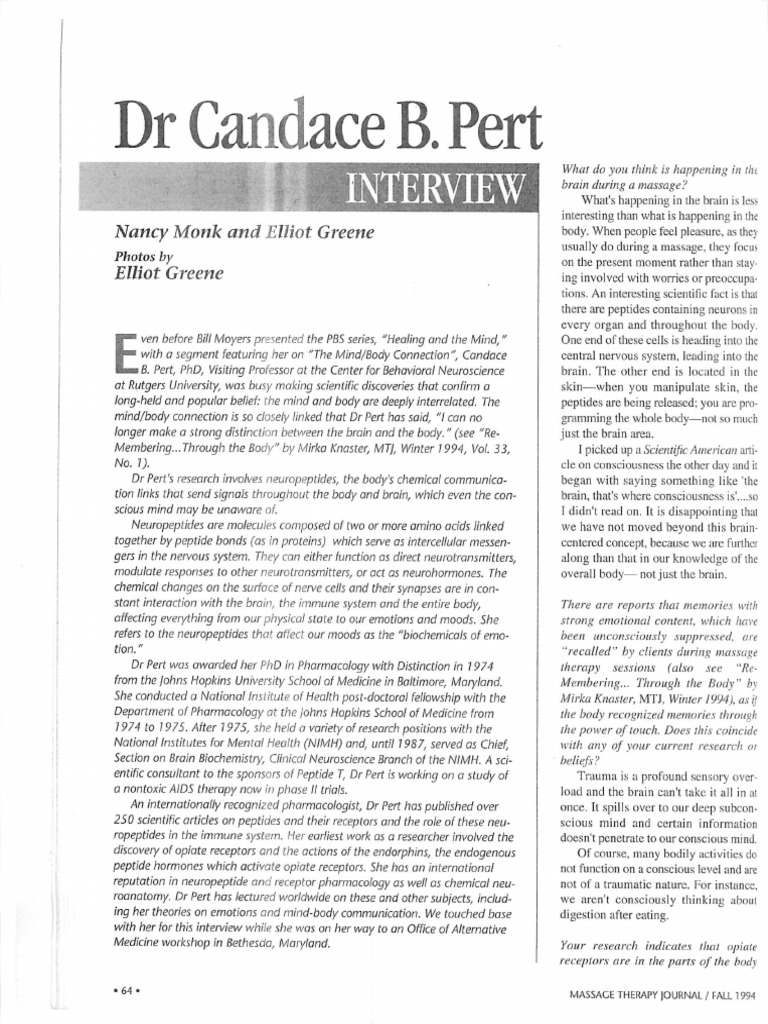 CBP Interview Massage Therapy Journal 94 Fall | PDF