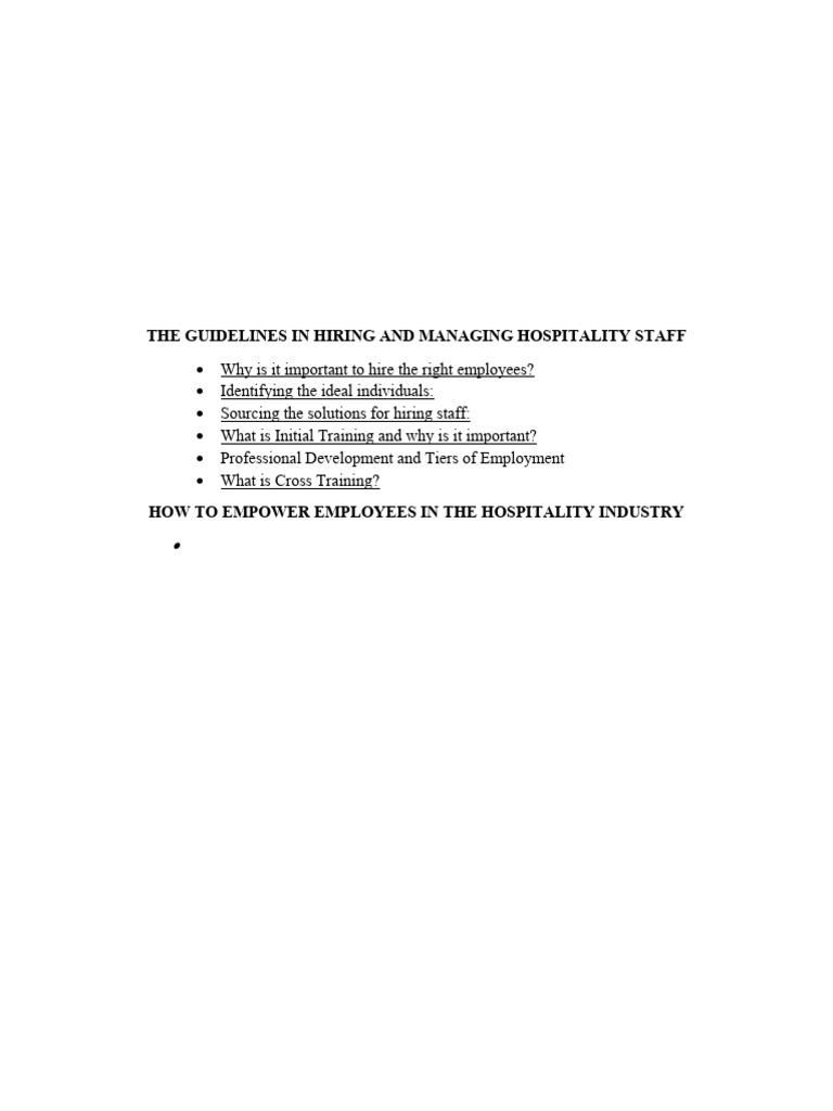 Hiring Ang Managing Hospitality Staff | PDF | Employment | Empowerment