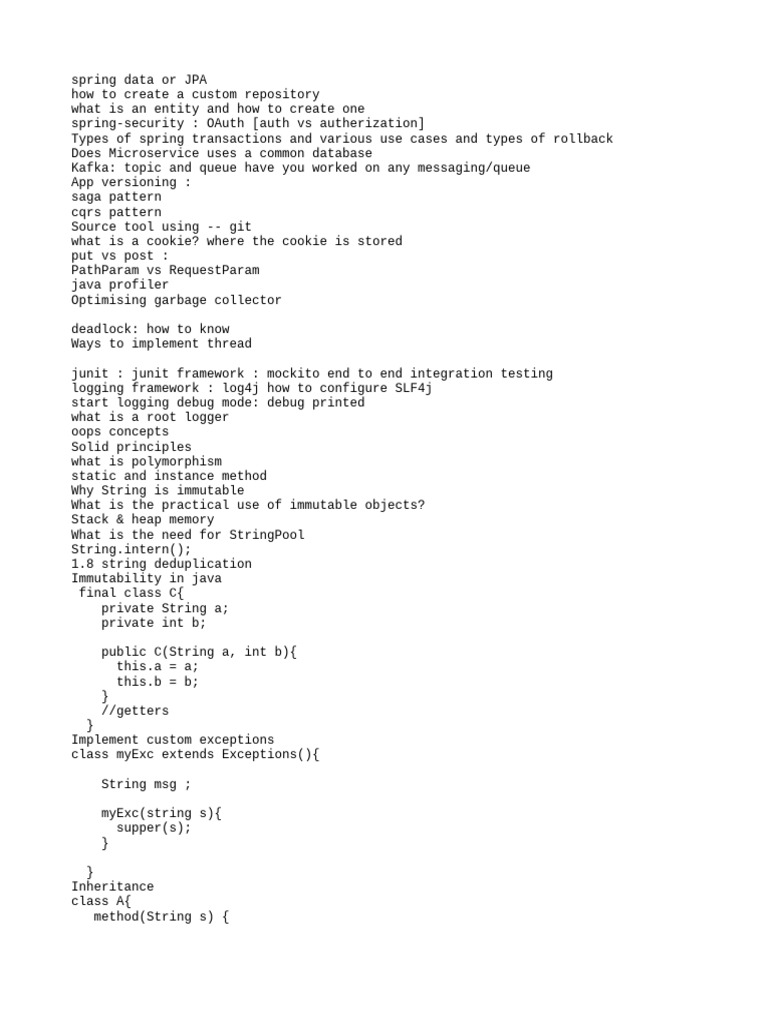 Java Interview HSBC | PDF | Method (Computer Programming) | Java ...