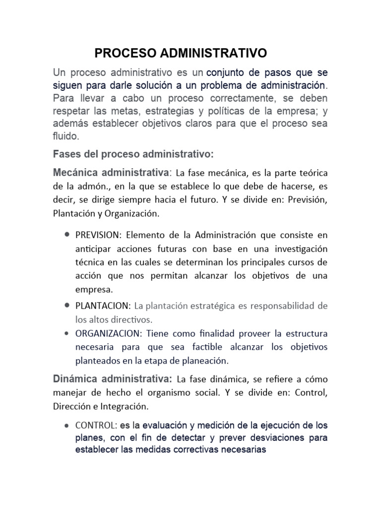 Fases del Proceso Administrativo | PDF | Negocios