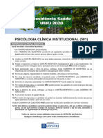 Psicologia Clínica Institucional (501) : Instrução Da Prova Objetiva