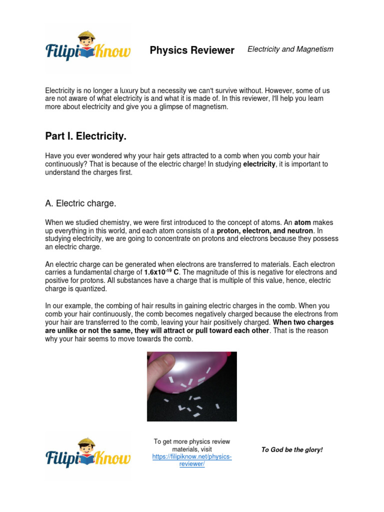 Physics Review: Electricity Basics | PDF | Electric Current | Electric ...