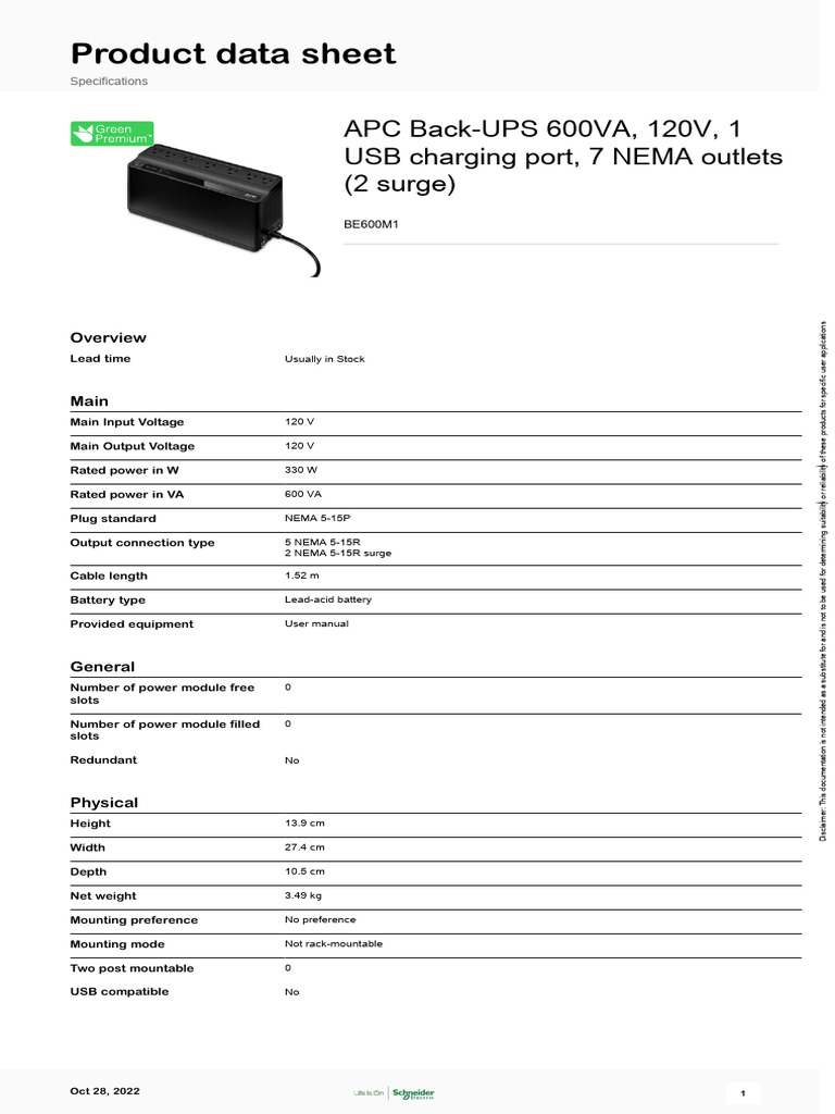 Back-UPS_BE600M1 | PDF | Mains Electricity | Electric Power