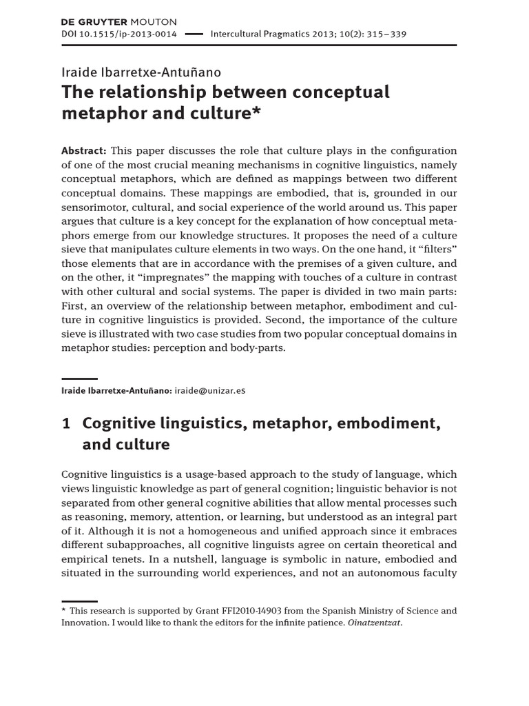 Cultural Impact on Metaphors | PDF | Metaphor | Embodied Cognition