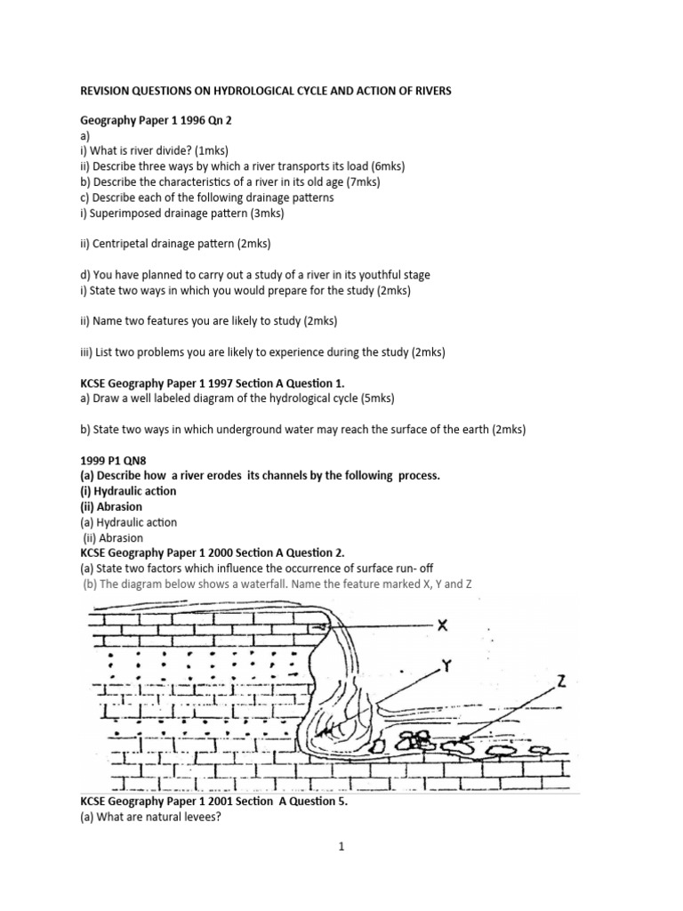 Hydrological Cycle & River Action Revision | PDF | River | Water And ...