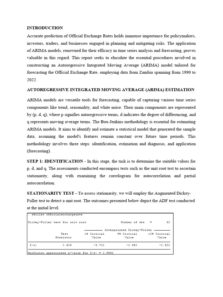 ARIMA Model for Zambia Exchange Rate Forecast | PDF | Autoregressive ...